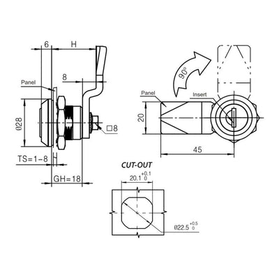 Locking Quarter Turn Lock - Steel