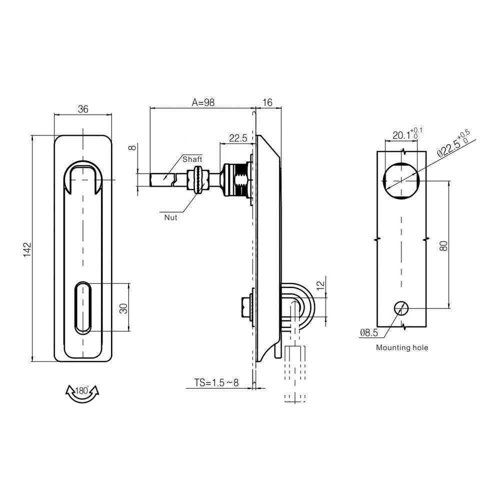 Padlockable Swing Handle - Stainless Steel Stainless