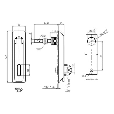 Padlockable Swing Handle - Stainless Steel Stainless