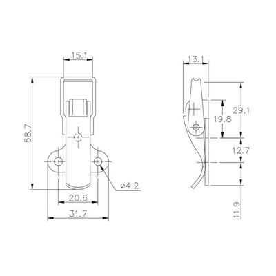 Non-Adjustable Toggle Latch - 300 Strength (kg) - Mild Steel