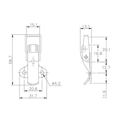 Non-Adjustable Toggle Latch - 350 Strength (kg) - Stainless