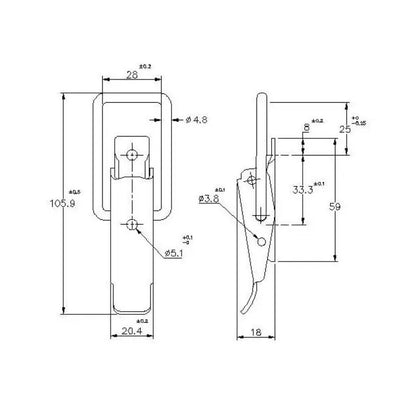 Non-Adjustable Latch - 450 Strength (kg) - Mild Steel