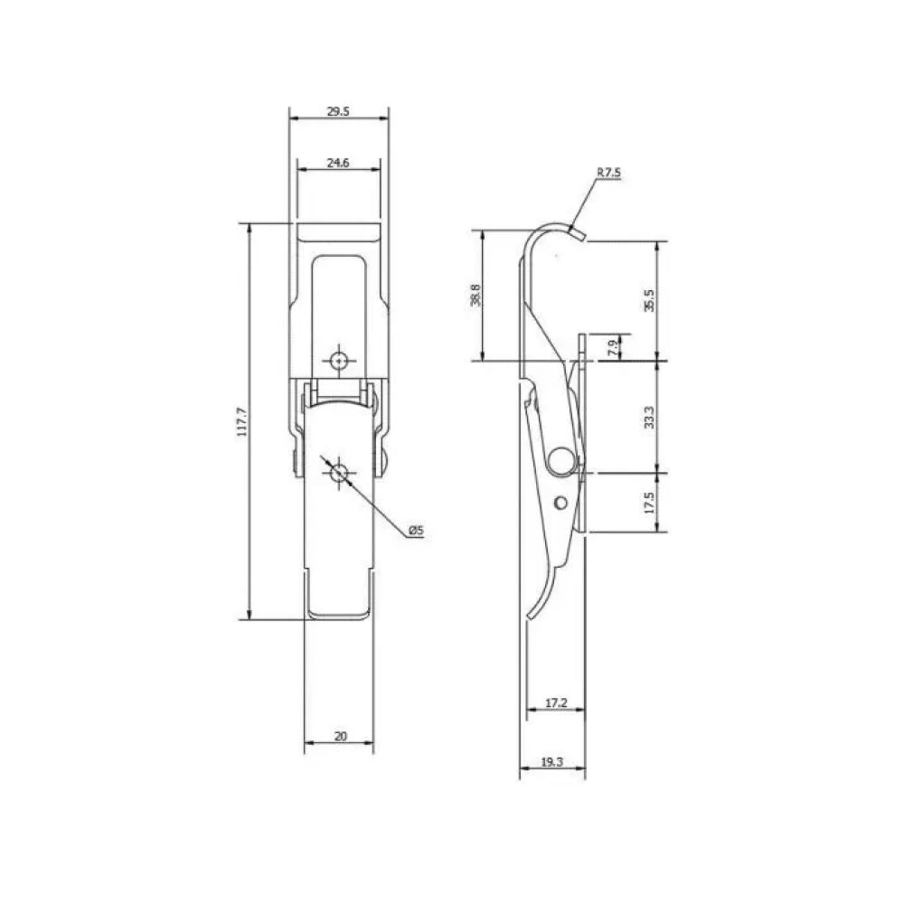 Non-Adjustable Latch - 200 Strength (kg) - Stainless
