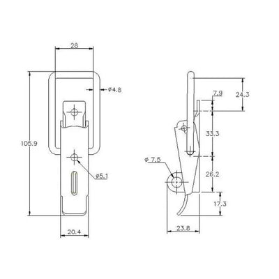Non-Adjustable Padlockable Latch - 450 Strength (kg) - Mild Steel