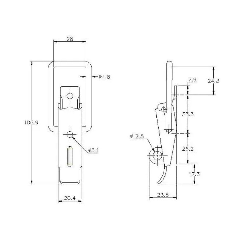 Non-Adjustable Padlockable Latch - 550 Strength (kg) - Stainless
