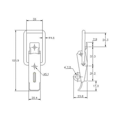 Non-Adjustable Padlockable Latch - 550 Strength (kg) - Stainless