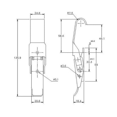Non-Adjustable Latch - 125 Strength (kg) - Stainless