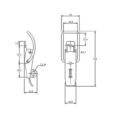 Spring Claw Padlockable Latch - 450 Strength (kg) - Mild Steel