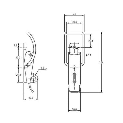 Spring Claw Padlockable Latch - 550 Strength (kg) - Stainless