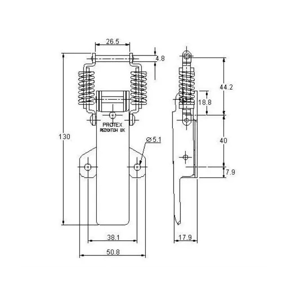 Spring Claw Latch - 64 Strength (kg) - Mild Steel