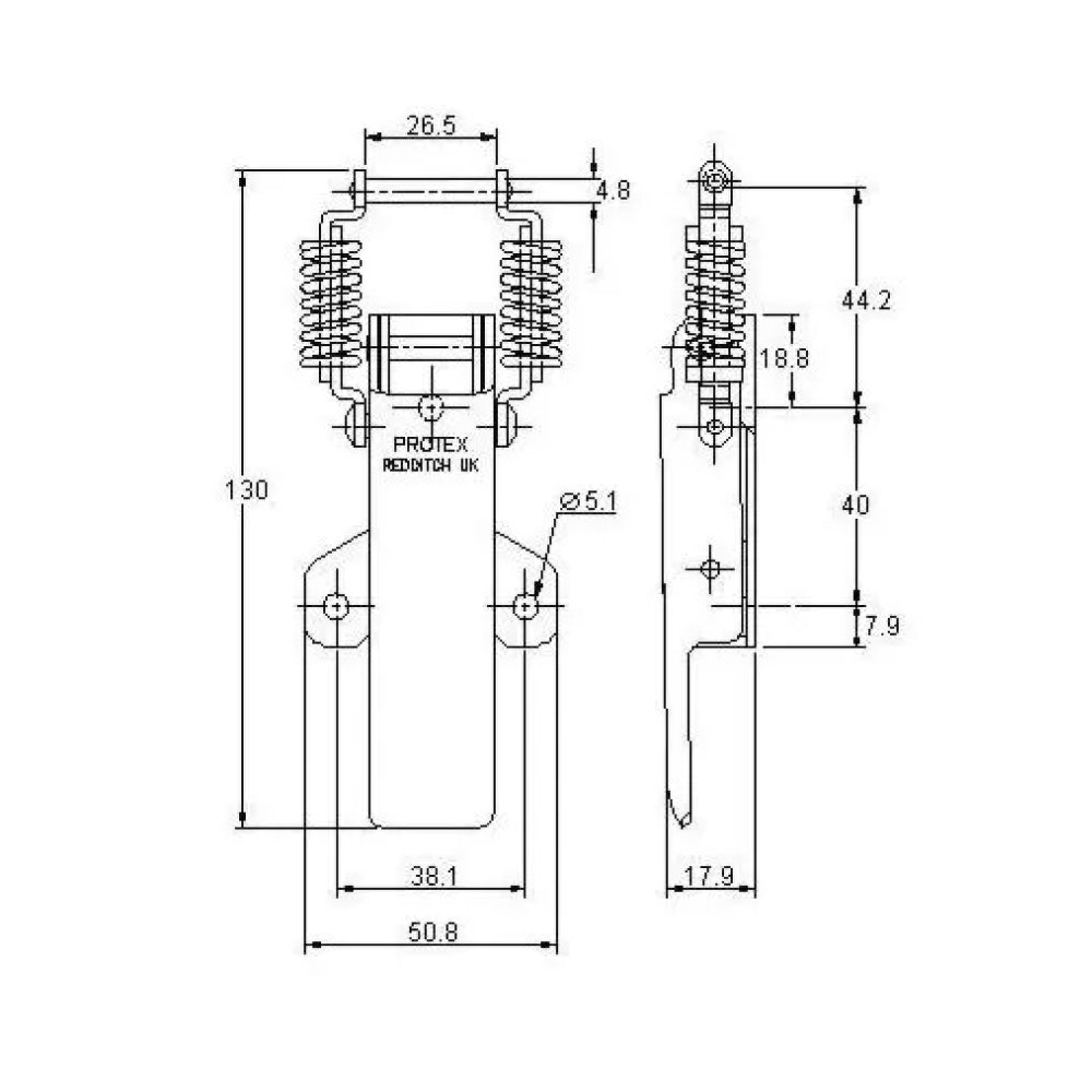Spring Claw Latch - 45 Strength (kg) - Stainless
