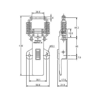 Spring Claw Latch with Safety Catch - 64 Strength (kg) - Mild Steel