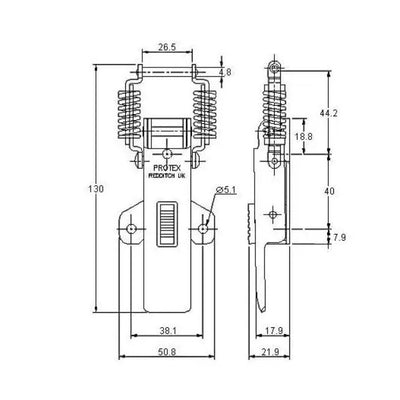 Spring Claw Latch with Safety Catch - 45 Strength (kg) - Stainless