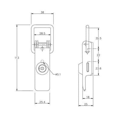 Non-Adjustable Latch with Key Lock - 450 Strength (kg) - Mild Steel