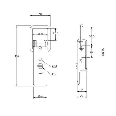 Non-Adjustable Latch with Safety Catch - 450 Strength (kg) - Mild Steel