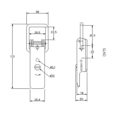 Non-Adjustable Latch with Safety Catch - 550 Strength (kg) - Stainless