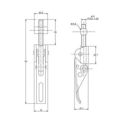 Adjustable Haevy Duty Toggle Latch - 2000 Strength (kg) - Mild Steel