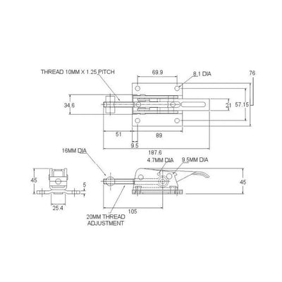 Adjustable Padlockable Toggle Latch - 2500 Strength (kg) -  Stainless