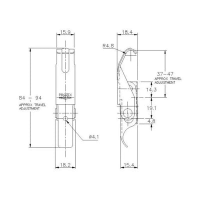 Adjustable Toggle Latch - 100 Strength (kg) -  Mild Steel