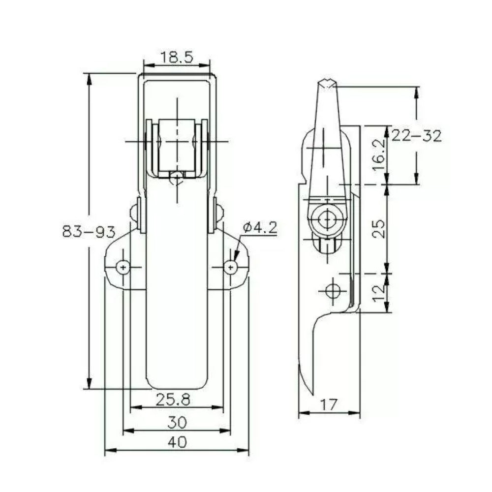 Adjustable Latch - 400 Strength (kg) - Stainless