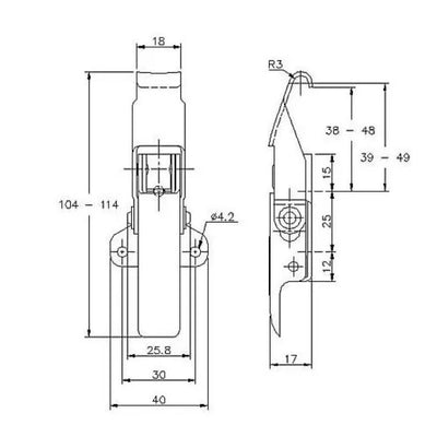 Adjustable Latch - 250 Strength (kg) - Mild Steel