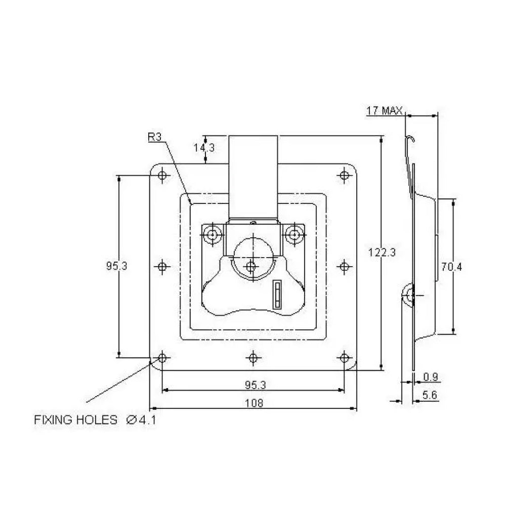 Rotary Turn Latch in Recess Dish - 100 Strength (kg) - Mild Steel