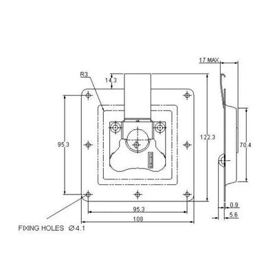 Rotary Turn Latch in Recess Dish - 100 Strength (kg) - Mild Steel