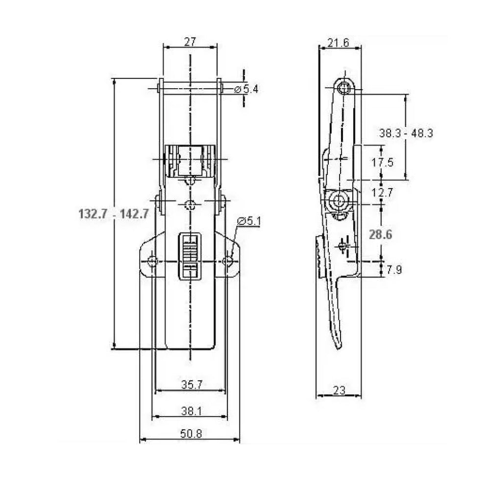 Adjustable Latch with Safety Catch - 650 Strength (kg) -  Mild Steel