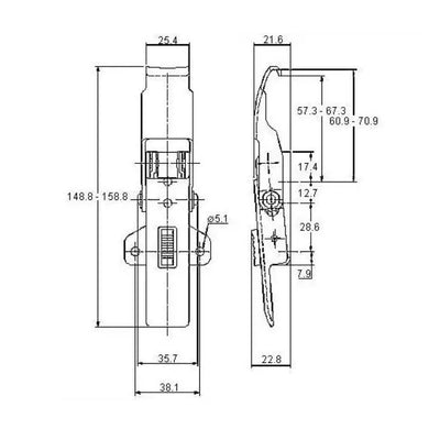Adjustable Latch with Safety Catch - 350 Strength (kg) -  Stainless