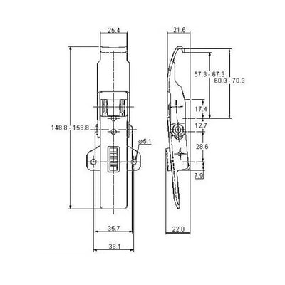 Adjustable Latch with Safety Catch - 450 Strength (kg) -  Mild Steel
