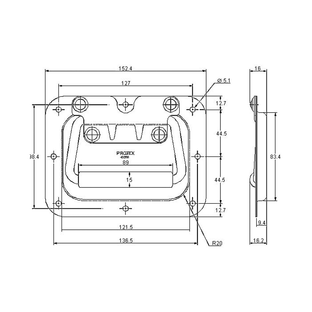 Recessed Spring Loaded Handle - 150 Strength (kg) - Stainless