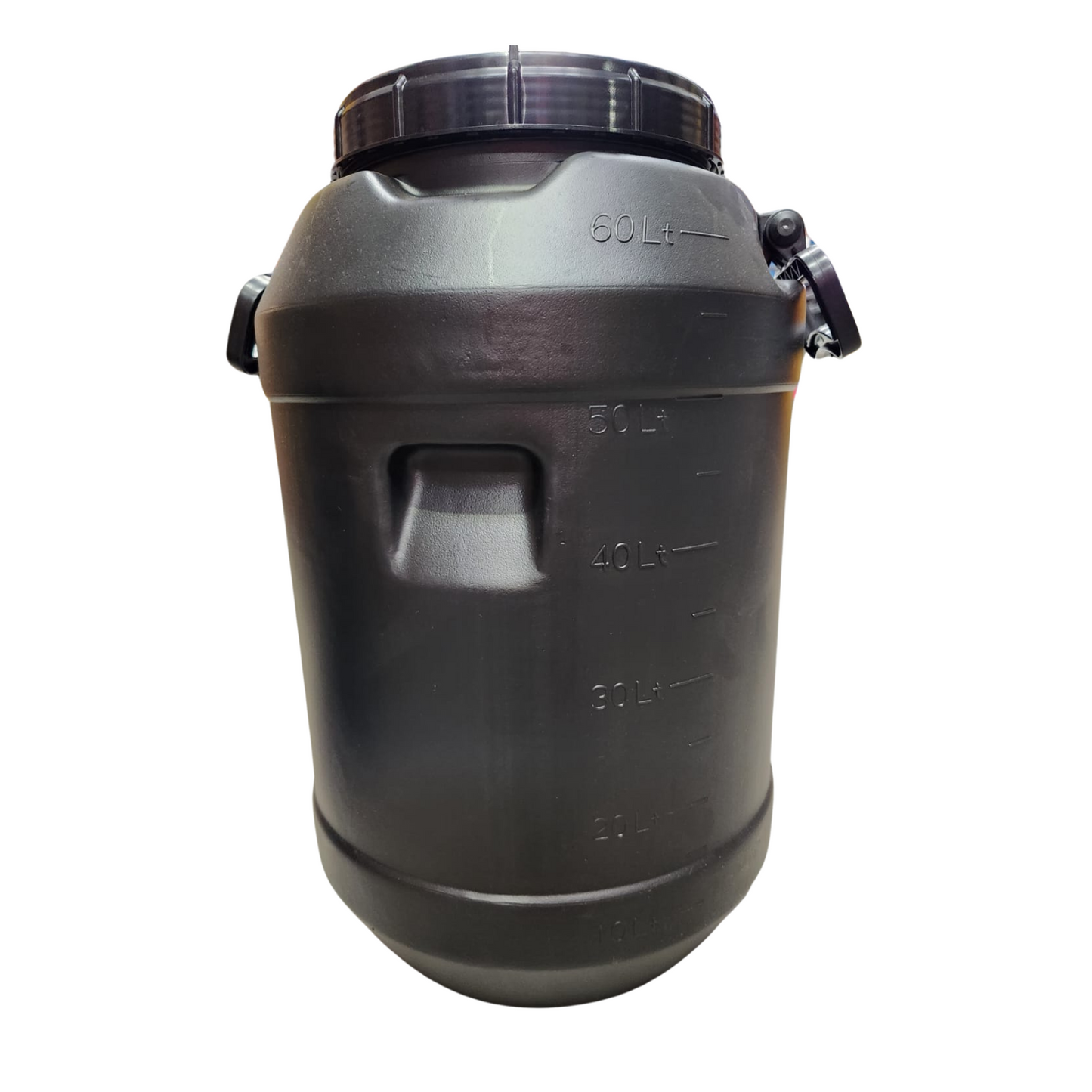 60L Drum Round Open Head Screw Lid - Black
