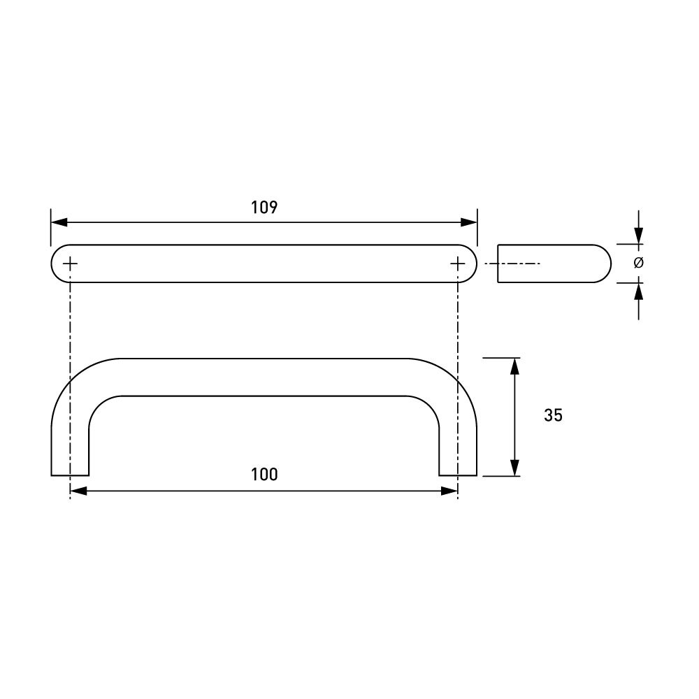 D Shape Pull Handle Brass - Chrome Finish -  Brass