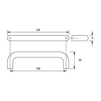 D Shape Pull Handle Brass - Chrome Finish -  Brass