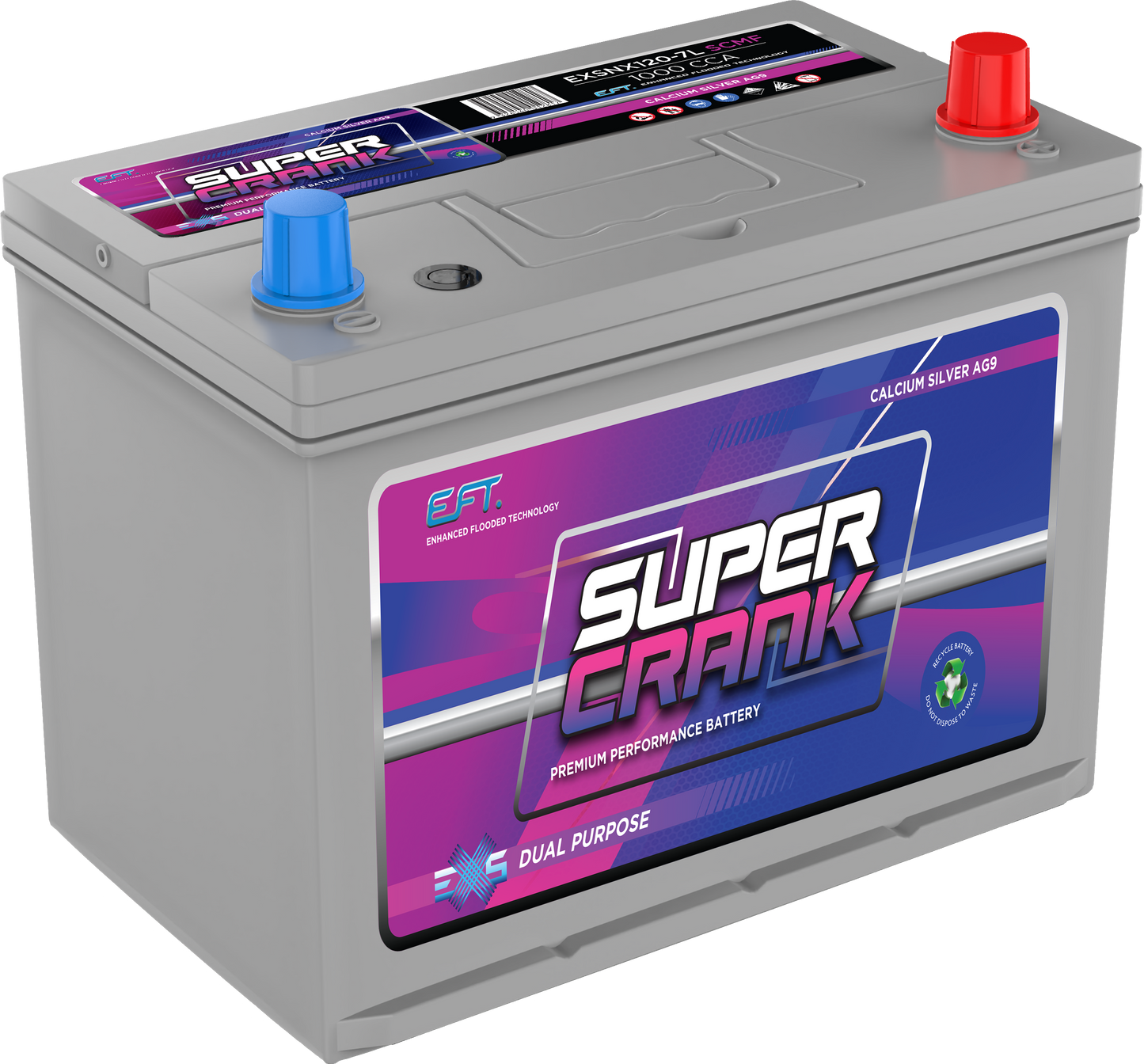 Super Crank EXS Commercial Battery EXSNX120-7L SCMF 1000 CCA