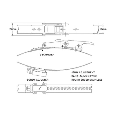 Heavy Duty Hi - Torque Rigid Claw Quick Release Bandclamp 250 - 295mm Diameter  -   Stainless Steel