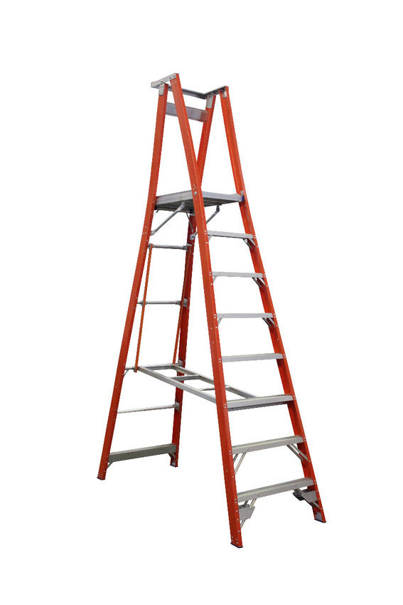 Indalex 2-12 Steps Pro Fibreglass Platform Ladder - 150kg Rated - 2.1m
