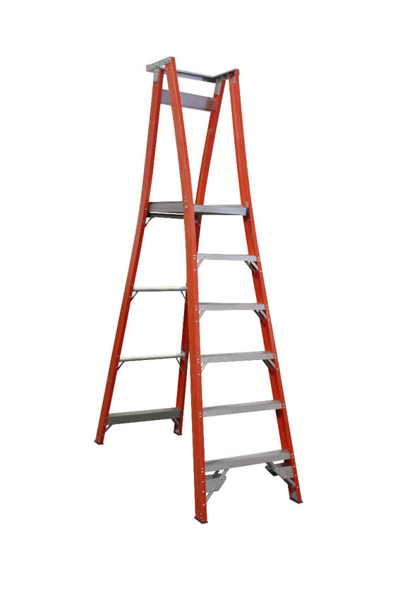 Indalex 2-12 Steps Pro Fibreglass Platform Ladder - 150kg Rated - 2.1m