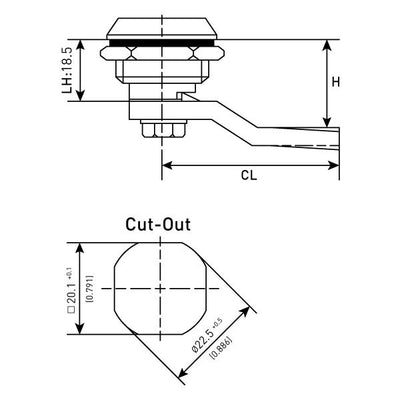Quarter Turn Lock  -  7mm Square Face Steel
