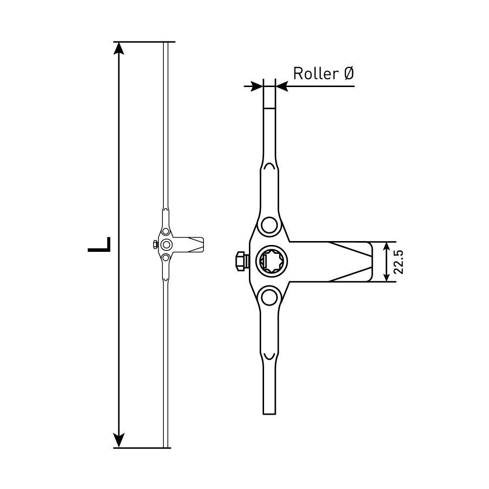 3 Point Riveted Rod 1200mm  -  8mm Wheel Diameter
