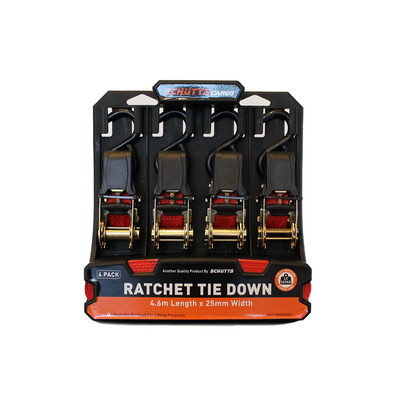 Ratchet Tie Down Straps 4.6m x 25mm LC 227KG (Pack of 4)