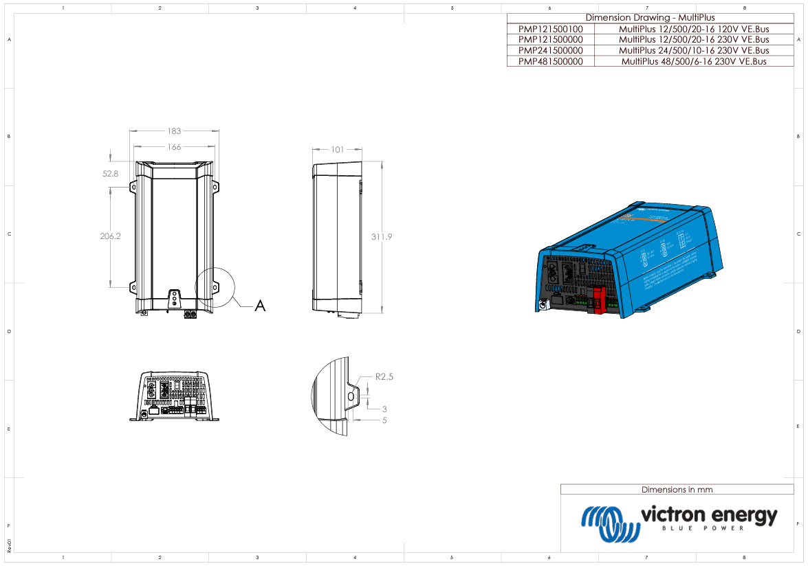 Victron Energy PMP121500000 MultiPlus 12/500/20-16 230V VE.Bus