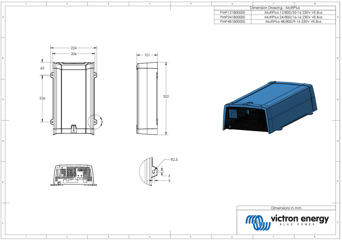 Victron 12V 800VA MultiPlus Compact 12/800/35-16 Inverter/Charger