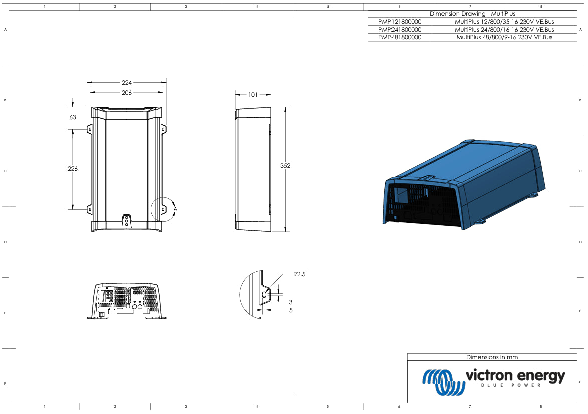 Victron Energy PMP121800000 MultiPlus 12/800/35-16 230V VE.Bus