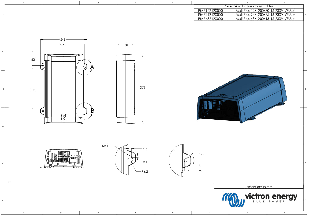 Victron Energy PMP122120000 MultiPlus 12/1200/50-16 230V VE.Bus